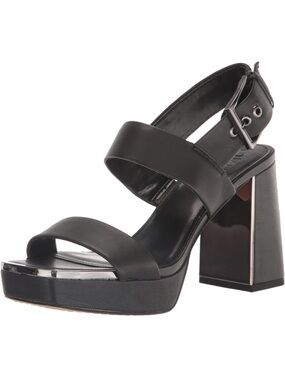 DKNY Black Platform Block Heel Sandals - Women's Strappy Dress Sandals